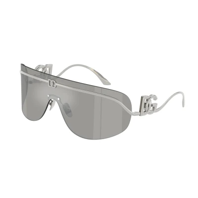 Image of Dolce &amp; Gabbana Woman DG2320 05/6G Sunglasses Metal Silver Grey Pillow Mirrored