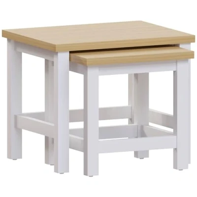 Image of Vida Designs Arlington Nest of 2 Tables Side End Modern Table Set MDF Square Furniture (White)