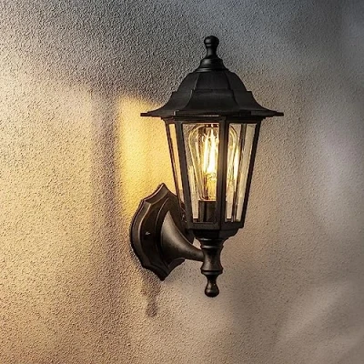 Image of CGC Lighting Black Outdoor Wall Lantern Traditional Vintage Light