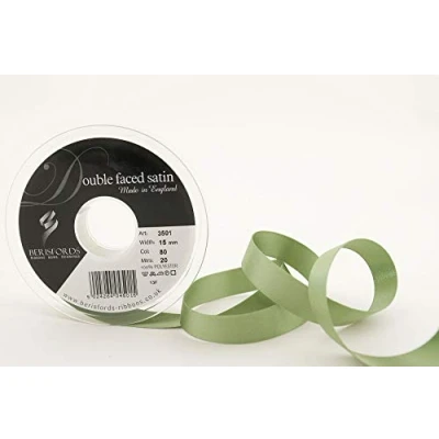 Image of Berisfords 3501 15mm 80 Khaki Double Satin Ribbon x 20mtr, 15 mm