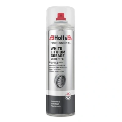 Image of Holts White Lithium Grease Spray, Heavy Duty For Moving Parts, High Performance With PTFE Ultra Cling, Reduce Friction &amp; Prevent Wear, Professional Spray Grease, 500ml