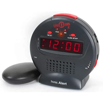Image of Geemarc Sonic Bomb Junior Extra Loud Alarm Clock with Tone and Volume Control, Bed Shaker Snooze Function For the Hard to Wake, of Hearing Deaf UK Version