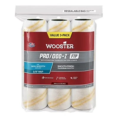 Image of The Wooster Brush Company RR663 9 Pro Doo Z FTP Roller Cover 3/8 Inch Nap, 3 Pack