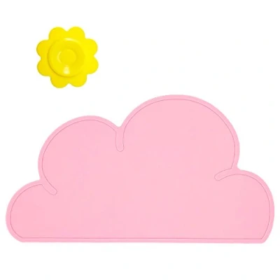 Image of BITEYI Silicone Cloud Placemat Child Bowl pad Baby Slip &amp; Heat Resistant Waterproof Table Mat Infant Dish Meal (pink)