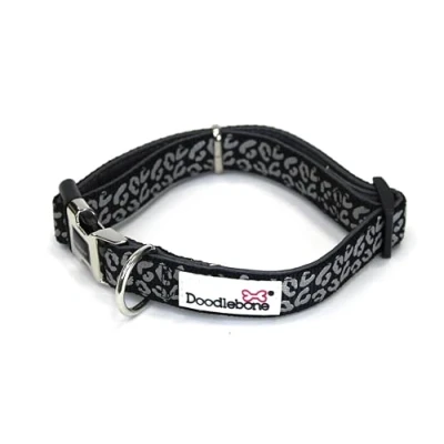 Image of Doodlebone Padded Collar, Coal Leopard Reflective, 6 11