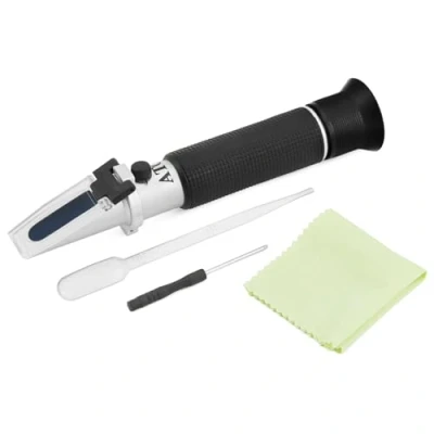 Image of QWORK® Alcohol Refractometer 0 80% Volume Percent, Portable Meter, with ATC for Spirits, Wine Testing and Ethanol