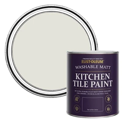 Image of Rust Oleum Beige water resistant Kitchen Tile Paint in Matt Finish Portland Stone 750ml