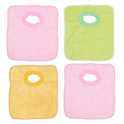 Image of Ti TIN 4 Pack Waterproof Terry Baby Bibs, 33x36 cm bib with Elastic Fastener for Babies from 6 to 18 Months, 100% Polyester Microfibre and Vinyl Lining
