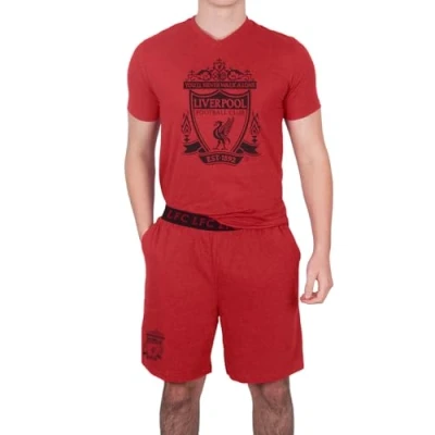 Image of Liverpool FC Official Football Gift Mens Loungewear Short Pyjamas Red Marl XXL