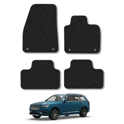 Image of Car Mats Compatible with Volvo Xc40 (2018 ) [Auto] Tailored Fit Black Carpet Floor Set Accessory Custom 4 Pieces Anti Slip Backing &amp; Binding Trim Edge