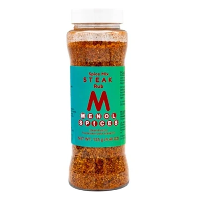 Image of Menol Spices Steak Spice rub 125g, 20% salt, seasoning, Gourmet Seasoning Low Non GMO, No MSG, Natural spices, spice, Rub, BBQ