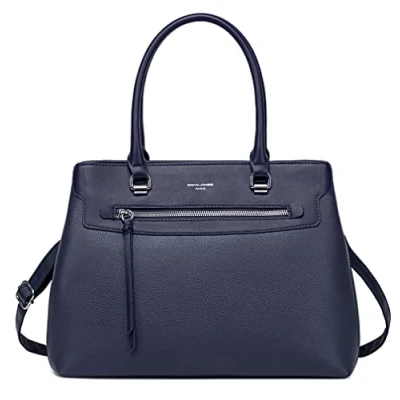 Image of David Jones Women&#039;s Handbag Elegant Ladies PU Leather Tote Bag Multiple Compartment Pocket Shopper Top Handle Satchel Fashion City Crossbody Blue