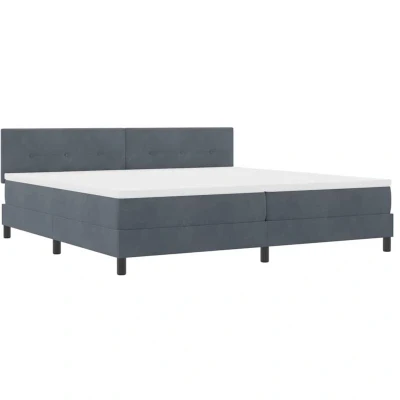 Image of vidaXL Box Spring Bed with Mattress &amp; LED Dark Grey 200x200 cm Velvet