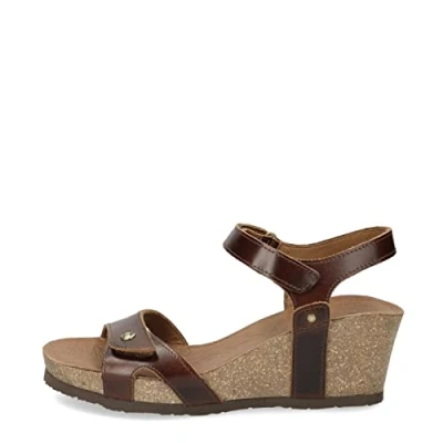 Image of Panama Jack Women&#039;s Julia Clay Ankle Strap Sandals, Braun Cuero B1, 5.5 UK