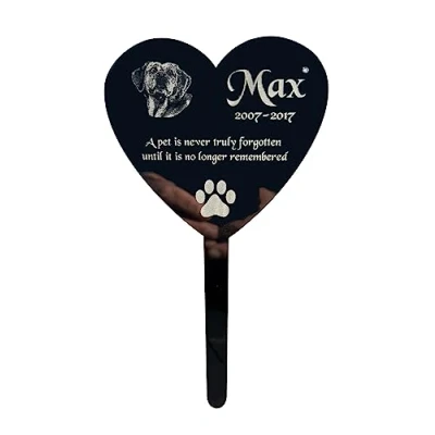 Image of Memorial Plaques, Personalised Pet Dog Cat Animal, Grave Memorial, Garden Plaque, Black Acrylic Marker Stake