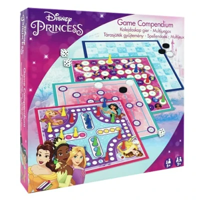 Image of Disney Princess Games Compendium, Enjoy 4 x Board Games, Nine Men&#039;s Morris, Draughts, Ludo, Ladders Game, Great Gift For Kids Aged 5+