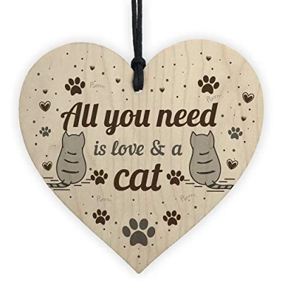 Image of RED OCEAN All You Need Is Love And A Cat Gift Sign Hanging Heart Decoration Lover