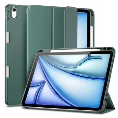 Image of ESR iPad Case with Pencil Holder for Air 11 Inch (2024) M2, 6th Generation/Air 5th Generation 2022/Air 4th 2020, Soft Flexible Case, Rebound Series Green
