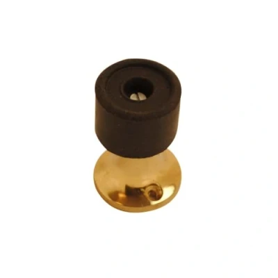 Image of Vibe Pedestal Door Stop 50mm on Brass, Stopper, Rubber Bumper to Protect Door, Walls, and Skirting for Internal Use
