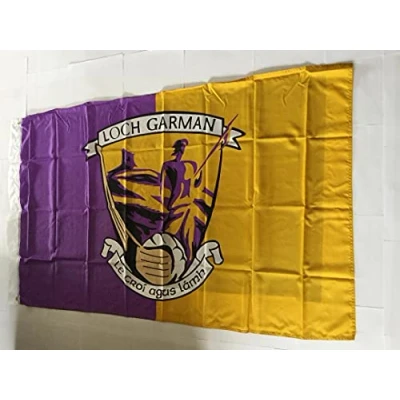 Image of WEXFORD OFFICIAL IRELAND GAA crest COUNTY Purple And Gold flag 152cm x91cm very limited stock