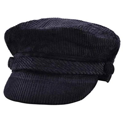 Image of Womens Girls or Mens Fiddler Cap Ladies Baker Boy Hat Newsboy Bretton (57 cm, Black)