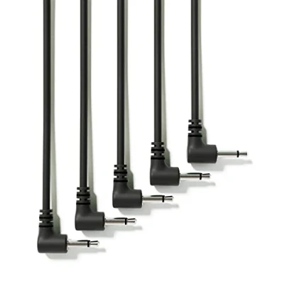 Image of ExcelValley 5 Pack Right Angle Mono Modular Patch Cables 3.5mm 1/8&quot; Eurorack Synthesizer [Black 90 cm 36&quot;]