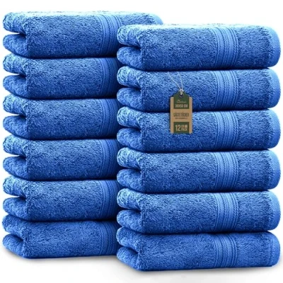 Image of NatureMark 12 Guest Towels, 100Percent Cotton, Royal Blue, Pack of 30 x 50 cm