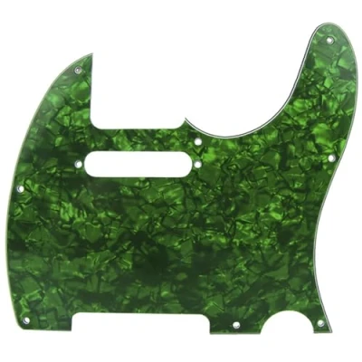 Image of Musiclily 8 Hole Tele Pickguard Scratch Plate for Fender USA/Mexican Standard Telecaster Modern Style Electric Guitar, 4Ply Green Pearl