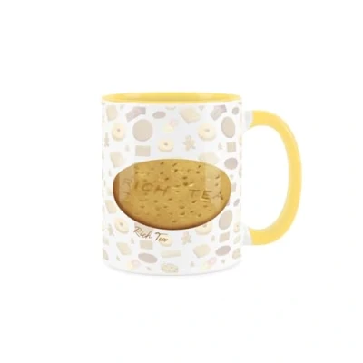 Image of Purely Home Rich Tea Ceramic Mug Novelty British Biscuits/Cookie Print Coffee Gift/Present Yellow