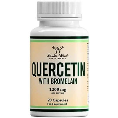 Image of Double Wood Quercetin Supplement &amp; Bromelain 90 Capsules 1000mg 200mg per Serving Non GMO Gluten Free Manufactured in The UK