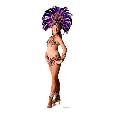 Image of STAR CUTOUTS SC860 Carnival Purple Peacock Lady Dancing Cardboard Cutout for Fans, Parties and Collectors Height 194cm, Solid, Multicolour, Regular