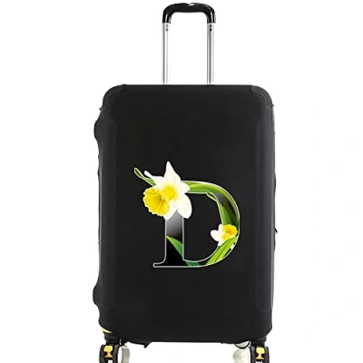 Image of initial letter Printed Design Travel Trolley Case Cover Protector Washable Suitcase Luggage Storage Covers for 18 28 inch (M (22 25 Luggage), Flower color D)