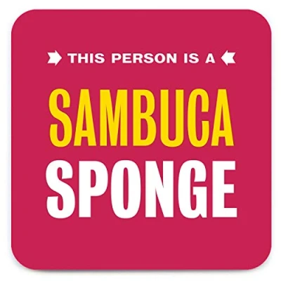 Image of Brainbox Candy Funny &#039;Sambuca Sponge Coaster&#039; Small Gift Ideas for Him Her Friends Birthday Housewarming Present New Home Gifts Women Men