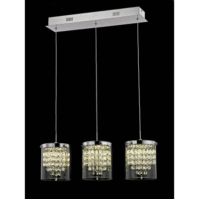 Image of Florina 3 Light LED Chrome Bar Pendant Ceiling