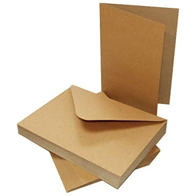 Image of Craft UK 2048 5 x 7 inch Kraft Card and Envelope pack of 50 Brown
