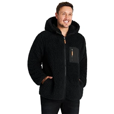 Image of CityComfort Mens Fleece Hoodie, Fluffy Zip Up Jacket (Black, M)