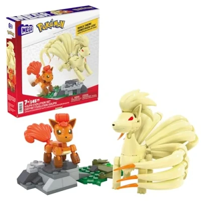 Image of MEGA Pokémon Action Figure Building Toys, Vulpix Evolution set with 145 Pieces and Ninetales, 2 Poseable Characters, Gift Idea for Kids, HTH79