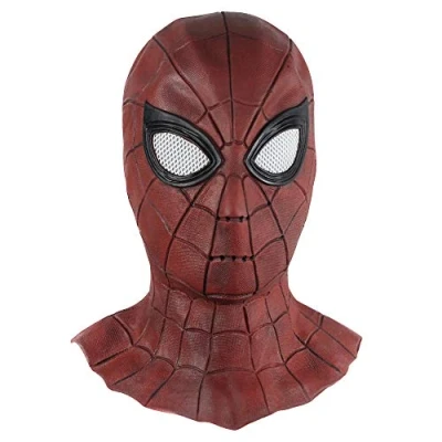 Image of Spider Man Face Mask Latex Full Head Masks for Role Play Party Halloween Cosplay Helmet Props Movies Character,Red OneSize