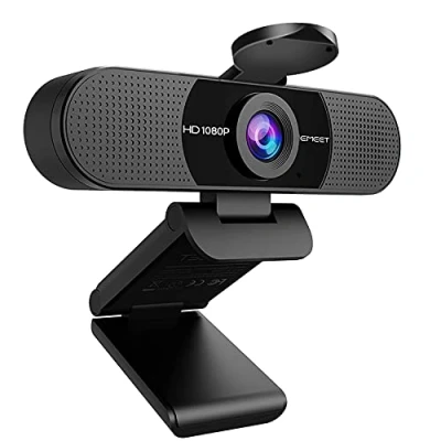 Image of EMEET 1080P Webcam with Microphone, C960 Web Camera, 2 Mics Streaming Privacy Cover, 90View Computer Plug&amp;Play USB for Calls/Conference, Zoom/Skype/YouTube, Laptop/Desktop