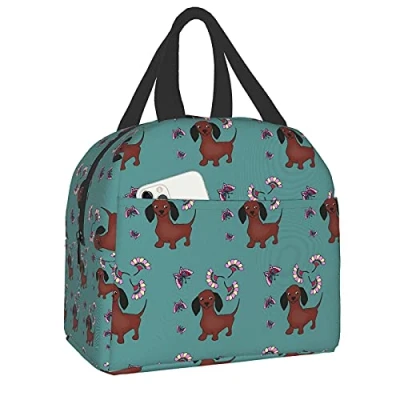 Image of LOUJIN Lunch Bag Sausage Dog Tote Boxes Reusable Insulated Cooler Water Resistant Thermal Meal Snack