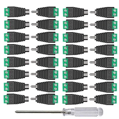 Image of Aiqeer 16 Pairs RCA Connector Adapter Set, Male Plug and Female Socket to AV Screw Terminal Block Audio/Video Adapter, for CCTV Security Camera System
