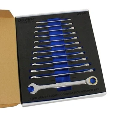 Image of US PRO INDUSTRIAL 12pc Ratchet Spanner Set Gear Combination Wrench 3594