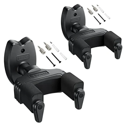 Image of Donner Guitar Wall Mount Locking 2 Pack, Hangers Auto Lock for Acoustic Electric Bass Mandolin, Black