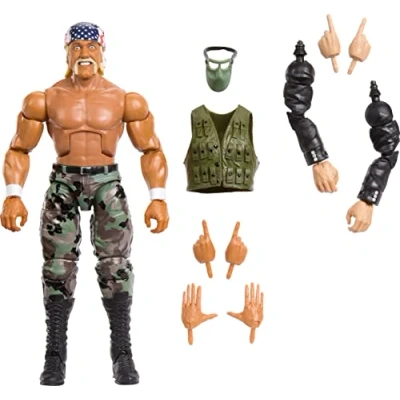 Image of Mattel WWE Elite Action Figure SummerSlam Hulk Hogan with Accessory and Mr. Perfect Build A Parts (HPB24)