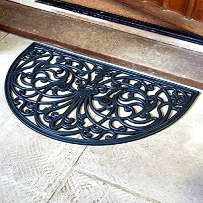 Image of Garden Mile Rubber Door mat, Indoor Outdoor entance Non Slip Heavy Duty, Durable Front Dirt Trapper Suitable for Caravan, Home, Office, 45 x 75cm (Half Moon)
