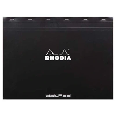 Image of RHODIA 38559C Stapled Notepad Dot pad N38 Black A3 Dotted 80 Detachable Sheets White Clairefontaine Paper g/m Soft and Resistant Coated Card Cover Basics, 420x318mm