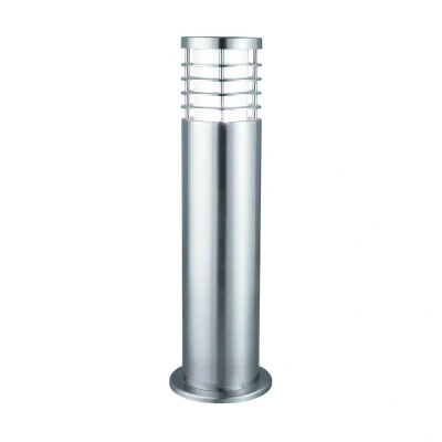Image of Louvre 1 Light Outdoor Bollard Satin Silver IP44, E27