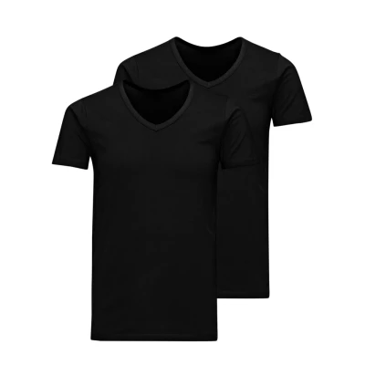 Image of Jack &amp; Jones Jacbasic Vneck TEE 2 PACK Undershirt, Men&#039;s, Size: Small, Black