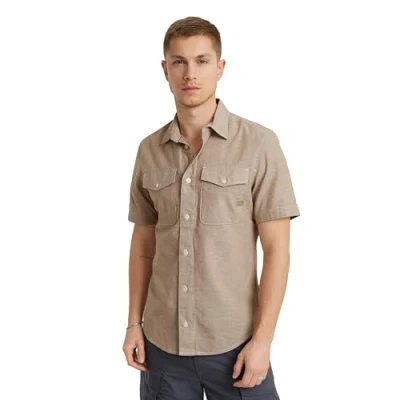 Image of G STAR RAW Men&#039;s Marine Slim Shirt Shirts, Multicolor (safari/ecru D19751 D123 G302), L