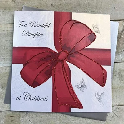 Image of White cotton cards XC13 To a Beautiful Daughter At Christmas Handmade Large Card,